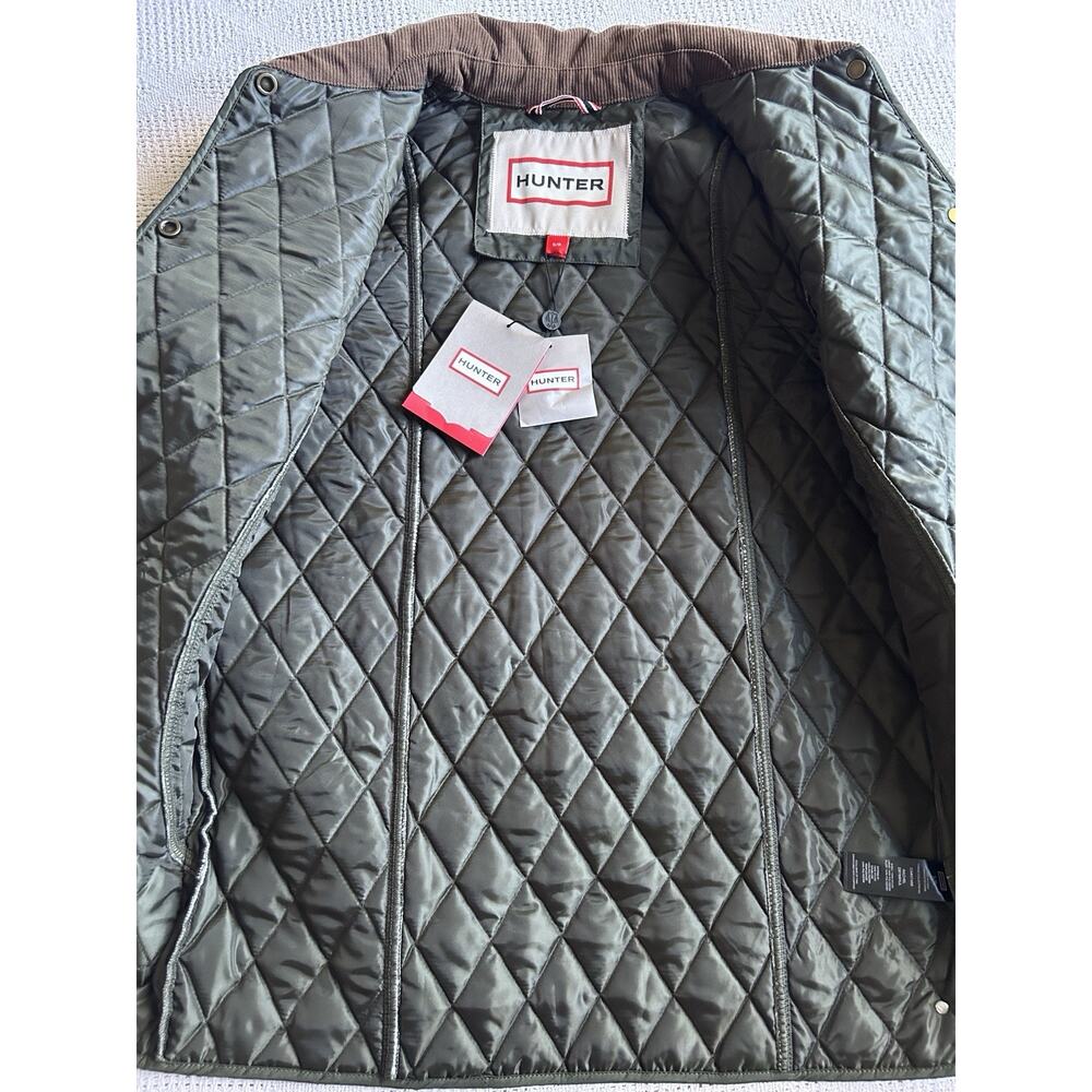 Hunter Women's Green Quilted Jacket Snap Front Pockets Mid-Length Size S - Picture 4 of 9